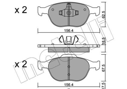 Комплект тормозных колодок, дисковый тормоз - (1101464, 1E103323Z, 1101463) Metelli 22-0533-0