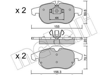 Комплект гальмівних колодок (дискових) - (12765397, 77363604) Metelli 22-0540-0