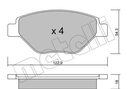 Комплект тормозных колодок, дисковый тормоз - Metelli 22-0543-0