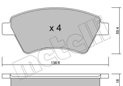 Комплект гальмівних колодок (дискових) - Metelli 22-0544-0