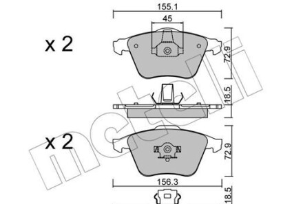 Комплект гальмівних колодок (дискових) - (b3YF3323Z, 93188031, 93190982) Metelli 22-0549-3