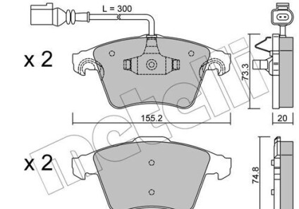 Комплект тормозных колодок, дисковый тормоз - (7L6698151F, 7L6698151B) Metelli 22-0552-2