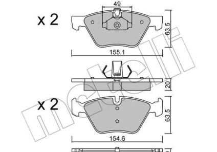 Комплект гальмівних колодок (дискових) - Metelli 22-0557-0