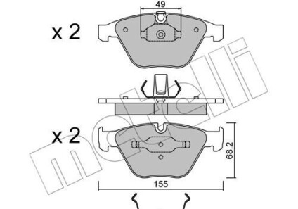 Комплект тормозных колодок, дисковый тормоз - Metelli 22-0558-0