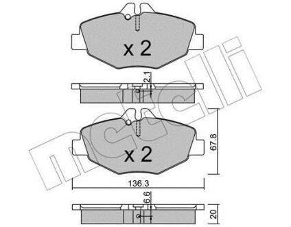 Комплект тормозных колодок, дисковый тормоз - Metelli 22-0562-0