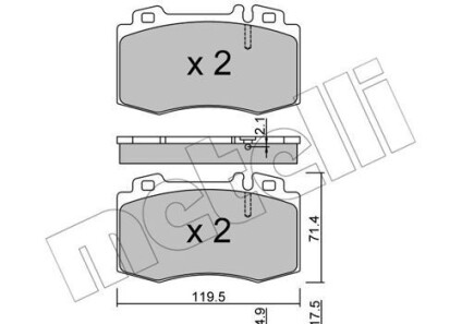 Комплект тормозных колодок, дисковый тормоз - Metelli 22-0563-5