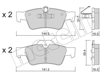 Комплект тормозных колодок, дисковый тормоз - Metelli 22-0568-1