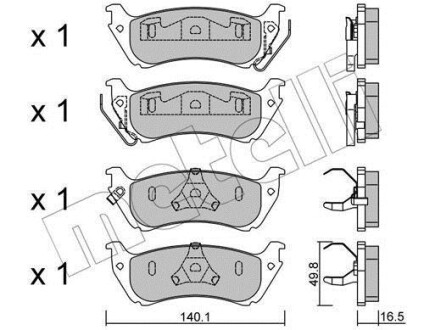 Комплект тормозных колодок, дисковый тормоз - Metelli 22-0570-0