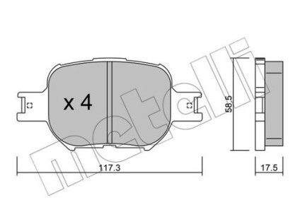 Комплект гальмівних колодок (дискових) - (0446547030, 04465YZZE2, 0446552120) Metelli 22-0614-0