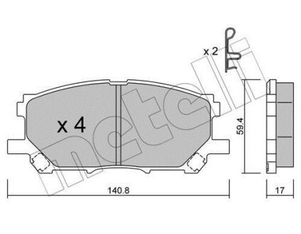 Колодки гальмівні (передні) Lexus RX 03-09 - (0446548080, 044650W070, 0446548100) Metelli 22-0618-0