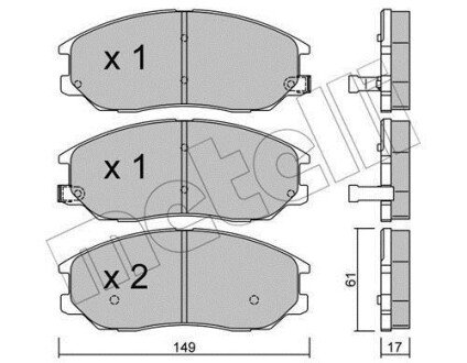 Колодки гальмівні (передні) Hyundai Terracan 01-06/Ssangyong Rexton 02- - (5810139A60, 581013BA02, 58101H1A80) Metelli 22-0633-0