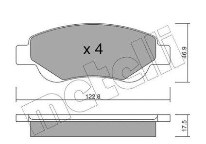 Комплект гальмівних колодок (дискових) - (e172283, J3602119, 1613819980) Metelli 22-0637-0