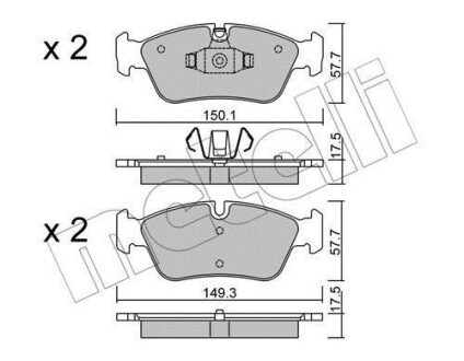 Колодки гальмівні (передні) BMW 1 (E87)/ 3 (E90) 04-11 - (34112288849, 34112288851, 34116767147) Metelli 22-0640-0