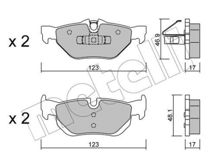 Комплект тормозных колодок, дисковый тормоз - Metelli 22-0642-0