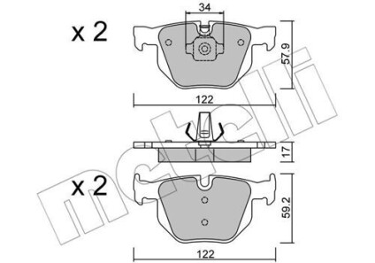 Комплект тормозных колодок, дисковый тормоз - Metelli 22-0644-4