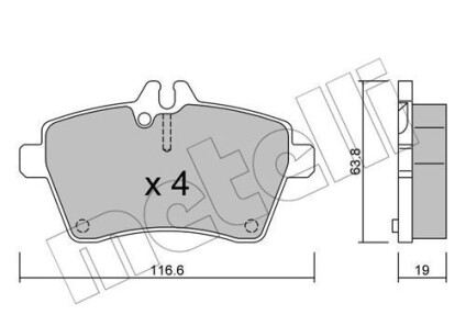 Комплект тормозных колодок, дисковый тормоз - Metelli 22-0646-0