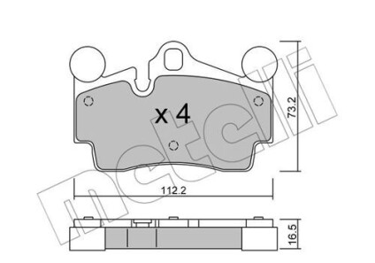 Комплект гальмівних колодок (дискових) - (7L0698451B, 7L0698451G, 7L0698451H) Metelli 22-0655-0