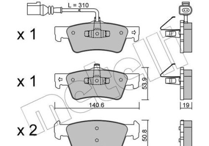 Колодки гальмівні (задні) VW T5/Multivan V 03-15 (+датчик) - (7L6698451COE) Metelli 22-0661-1