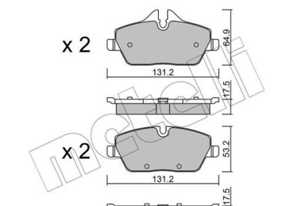 Комплект гальмівних колодок (дискових) - (6884263, 6860016, 6774050) Metelli 22-0664-0