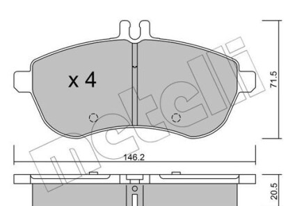 Комплект гальмівних колодок (дискових) - Metelli 22-0665-0