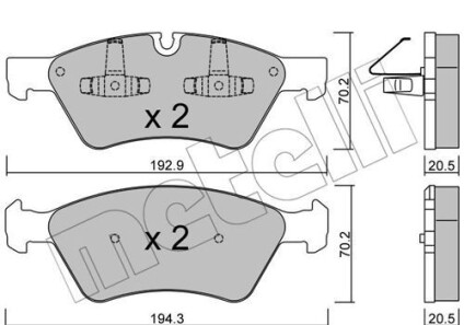 Комплект гальмівних колодок (дискових) - (e172125, E172559, 0044204020) Metelli 22-0670-0