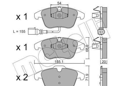 Комплект тормозных колодок, дисковый тормоз - Metelli 22-0675-1