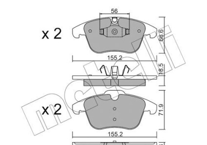 Комплект гальмівних колодок (дискових) - Metelli 22-0675-5