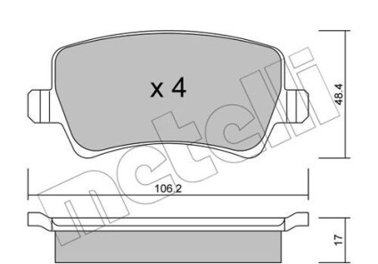 Комплект гальмівних колодок (дискових) - Metelli 22-0676-0