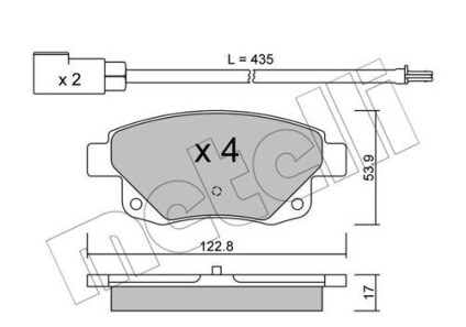 Комплект тормозных колодок, дисковый тормоз - Metelli 22-0681-0