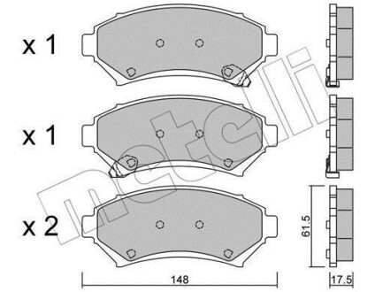 Комплект тормозных колодок, дисковый тормоз - (1605067, 1605947, 18024961) Metelli 22-0696-0