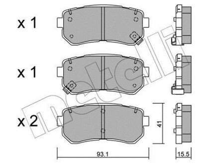 Комплект гальмівних колодок (дискових) - Metelli 22-0725-0