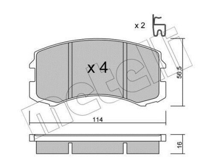 Комплект тормозных колодок, дисковый тормоз - (0447987401, MR569233) Metelli 22-0736-0