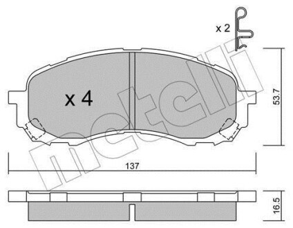 Колодки гальмівні (передні) Subaru Impreza 1.5/1.6 01-09 - (26296SA030, 26296AE160, 26296AG020) Metelli 22-0762-0