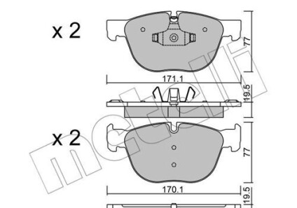 Комплект гальмівних колодок (дискових) - Metelli 22-0770-0