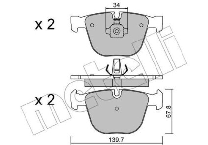 Комплект тормозных колодок, дисковый тормоз - Metelli 22-0773-0