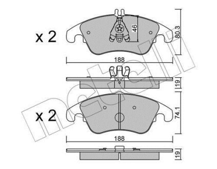 Комплект тормозных колодок, дисковый тормоз - Metelli 22-0775-2