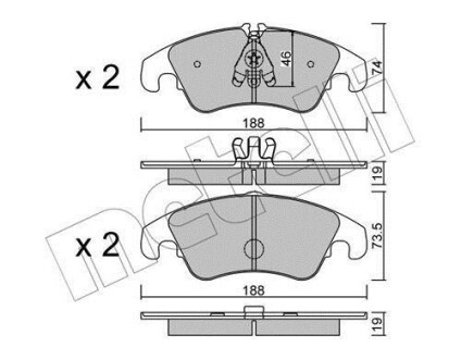 Колодки гальмівні (передні) Audi A6/A7/Q5 07- - Metelli 22-0775-4