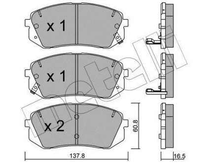 Комплект тормозных колодок, дисковый тормоз - (58101D7A50, 58101A8A15) Metelli 22-0783-0