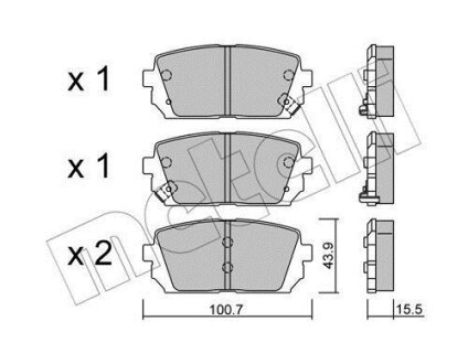 Комплект гальмівних колодок (дискових) - (583021DE00, 583021DA00) Metelli 22-0784-0