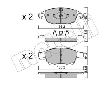 Комплект гальмівних колодок (дискових) - (425361, 425412, 425413) Metelli 22-0800-0