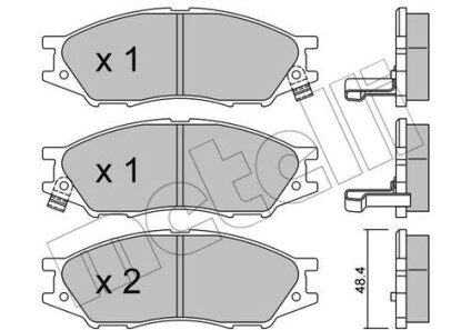 Комплект тормозных колодок, дисковый тормоз - Metelli 22-0810-0