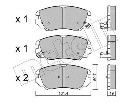 Комплект тормозных колодок, дисковый тормоз - (13237750, 1605624, 1605236) Metelli 22-0841-0