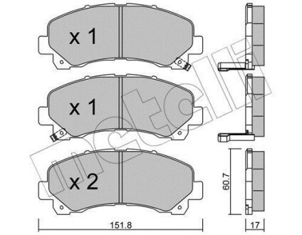 Колодки гальмівні (передні) Isuzu D-Max 2.5-3.0 DiTD/CRDi 02- - (8980791040, 8979474660, 94770229) Metelli 22-0902-0