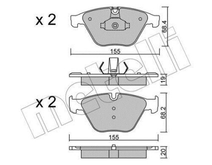 Комплект тормозных колодок, дисковый тормоз - (34116850885) Metelli 22-0918-0