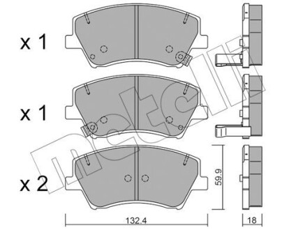 Комплект гальмівних колодок (дискових) - (58101F2A00, 58101F3A00, 58101G2A10) Metelli 22-1092-0