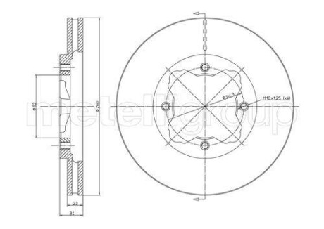 Тормозной диск - (45251SM4010, 45251SM4020, 45251SM4O1O) Metelli 23-0360