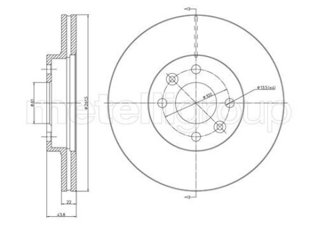 Tarcza ham.renault laguna 94-01 - (7700802232, 7700841563, 7701204300) Metelli 23-0550C