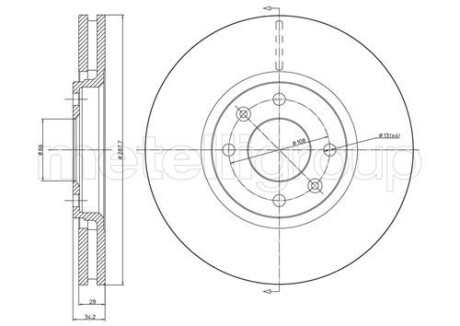 Tarcza ham.citroen c5 2,2hdi-3,0 01-08 - (4246R6, 4246T8, 4246W3) Metelli 230557C