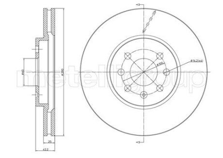 TARCZA HAM.OPEL ASTRA H 04-10 - (569006, 93175376) Metelli 230800C (фото 1)