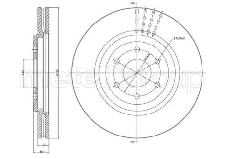 Диск гальмівний (передній) Nissan Navara/ Pathfinder III 05- (320x28) (вент.) - ((402065X00A)) Metelli 23-1350C